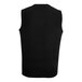 A black unisex jersey knit vest made of acrylic, shown from the back.