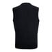 A navy jersey knit vest on a white background.