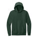A forest green sweatshirt with a hood.