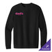 A black unisex crewneck fleece sweatshirt with a small pink 'dave's Ice Cream' logo on the left chest.