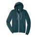 A Bella + Canvas unisex Atlantic blue zip-up hoodie.