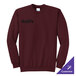 A maroon unisex crewneck sweatshirt with 'dave's Ice Cream' printed on the left chest, made from a cotton/poly blend.