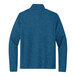 A Port Authority medium blue heather sweater jacket.