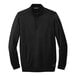 A TravisMathew black fleece quarter-zip pullover with long sleeves.