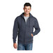 An extra large men's Port & Company full-zip hoodie in heather navy.