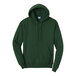 A dark green Port & Company sweatshirt with a hood.