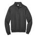 A dark heather gray Port & Company Core Fleece quarter-zip sweatshirt.