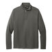 A Port Authority grey long sleeved 1/4 zip sweatshirt.