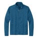 A Port Authority medium blue fleece sweater jacket with a zipper.
