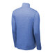 A back view of a blue Sport-Tek quarter-zip pullover sweatshirt.