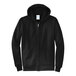 A black Port & Company zip up hoodie.