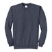 A Port & Company men's core fleece sweatshirt in heather navy with long sleeves.