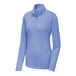 A Sport-Tek women's blue quarter-zip pullover sweatshirt.