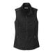 A black Port Authority ladies fleece vest with a zipper.