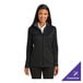 A women's black and iron gray full-zip jacket in extra large, made from a poly/cotton blend, designed for customization.