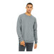 A man wearing a Bella + Canvas grey raglan sweatshirt.