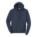 A navy Port & Company Core Fleece Pullover Hoodie with a white background.
