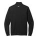 A black Nike Dri-FIT half-zip sweater with a white swoosh on the front.