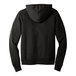 A Bella + Canvas black sponge fleece pullover hoodie with a hood.