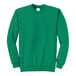 A green Port & Company sweatshirt with a white label on a white background.