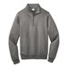 A graphite heather Port & Company quarter-zip sweatshirt.