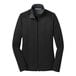 A black Port Authority ladies full zip jacket with vertical texture.