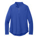 A Port Authority women's royal blue 1/4 zip sweatshirt.