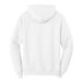 A white Port & Company hoodie with a hood.