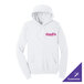 A white unisex pullover hoodie with a front pocket and 'dave's ice cream' logo on the chest.