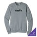 A gray unisex crewneck sweatshirt with "dave's Ice Cream" printed on the front.