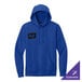 A royal blue unisex fleece hoodie sweatshirt with a customizable design on the chest.
