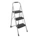 A Cosco step ladder with black and grey steps and a handle.