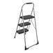 A black and grey Cosco 3-step ladder with a handle.