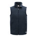 A blue The North Face fleece vest with a zipper on the front.
