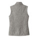A grey fleece sweater vest for women.