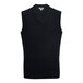 A navy jersey knit vest with a v neck.