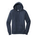 A navy Port & Company fleece pullover hoodie with a hood.