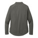 A back view of a women's grey Port Authority quarter-zip sweatshirt.