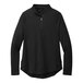A Port Authority women's black 1/4 zip sweatshirt.