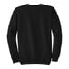 A jet black Port & Company Core Fleece sweatshirt with long sleeves and the word 'sweatshirt' on the back.