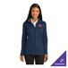 A women's customizable regatta blue and iron gray full-zip jacket in a poly/cotton blend.
