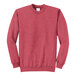 A Port & Company heather red crewneck sweatshirt.