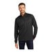 A man wearing a Port Authority black quarter-zip pullover.