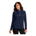 A Port Authority women's navy 1/4 zip sweatshirt.