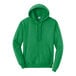 A green Port & Company sweatshirt with a hood.