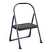 A blue and black metal Cosco step stool.