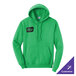 A medium-sized clover green unisex pullover hoodie sweatshirt with a front pocket and customizable design.