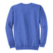 A heather royal blue Port & Company core fleece sweatshirt.