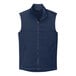 A Port Authority River Blue Smooth Fleece Vest with zippers.