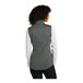 A woman wearing a Port Authority graphite smooth fleece vest.